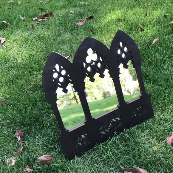 NEW! Ebony Black Gothic Baroque Style Wooden Wall Mounted Mirror with 3 Arches! - Picture 3 of 4